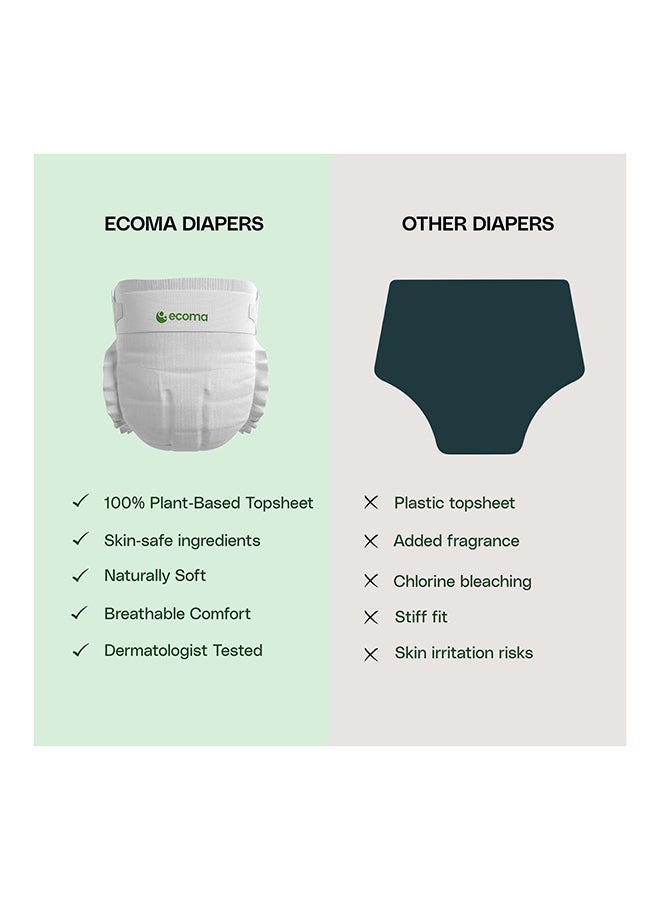 Ecoma حفاضات الأطفال الأساسية الحجم 3 (6–11 كجم) متوسطة | 28 قطعة | 100% قماش نباتي علوي | حماية من التسرب لمدة 12 ساعة | فائقة النعومة، مضادة للحساسية وخالية من الأصباغ | نباتية وصديقة للبيئة - Image 5